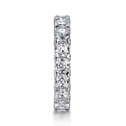 Best Gabriel & Co. 14K White Gold Cushion Cut Diamond Eternity Band with Heart Prongs - 4.3 ct