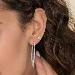 Gabriel & Co. 14K White Gold Cushion Halo Round Diamond Stud Earrings