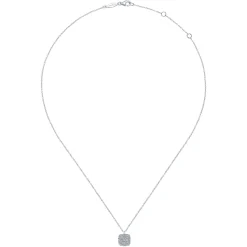 Discount Gabriel & Co. 14K White Gold Cushion Shaped Diamond Cluster Pendant Necklace