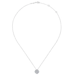 Gabriel & Co. 14K White Gold Cushion Shape Diamond Pave Pendant Necklace