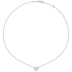 Discount Gabriel & Co. 14k White Gold Dainty Diamond Open Heart Necklace
