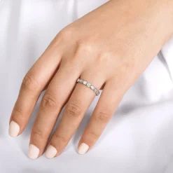 Best Gabriel & Co. 14K White Gold Delicate Leaf Diamond Stackable Ring
