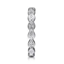 Best Gabriel & Co. 14K White Gold Delicate Leaf Diamond Stackable Ring