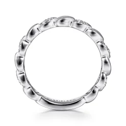 Best Gabriel & Co. 14K White Gold Delicate Leaf Diamond Stackable Ring