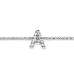 Hot Gabriel & Co. 14K White Gold Diamond A Initial Chain Bracelet