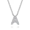 Outlet Gabriel & Co. 14K White Gold Diamond A Initial Pendant Necklace