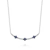 Clearance Gabriel & Co. 14K White Gold Diamond and Blue Sapphire Clover Bar Necklace