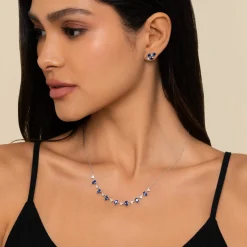 Best Gabriel & Co. 14K White Gold Diamond and Blue Sapphire Olive Branch Climber Earrings