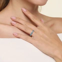 Gabriel & Co. 14K White Gold Diamond and Blue Topaz Fashion Ring