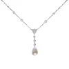Outlet Gabriel & Co. 14K White Gold Diamond and Cultured Pearl Y Knot Necklace