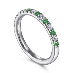 Gabriel & Co. 14K White Gold Diamond and Emerald Anniversary Band - 0.21 ct