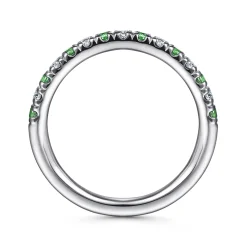 Gabriel & Co. 14K White Gold Diamond and Emerald Anniversary Band - 0.21 ct