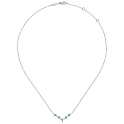 Sale Gabriel & Co. 14K White Gold Diamond and Emerald Curved Bar Necklace