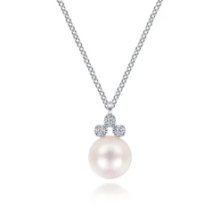 Clearance Gabriel & Co. 14K White Gold Diamond and Pearl Pendant Necklace