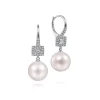 Clearance Gabriel & Co. 14K White Gold Diamond and Pearl Drop Earrings