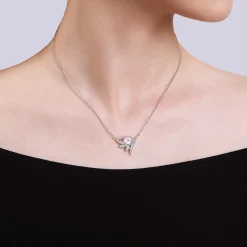 Outlet Gabriel & Co. 14K White Gold Diamond and Pearl Necklace