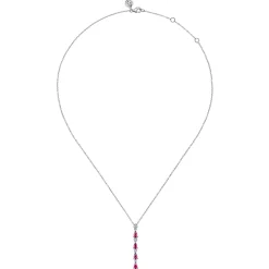 Online Gabriel & Co. 14K White Gold Diamond and Pear Ruby Vertical Bar Necklace