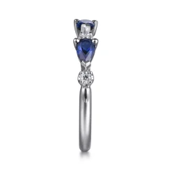 Clearance Gabriel & Co. 14K White Gold Diamond and Pear Sapphire Ladies Ring