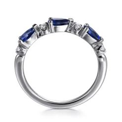 Clearance Gabriel & Co. 14K White Gold Diamond and Pear Sapphire Ladies Ring