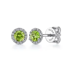 Outlet Gabriel & Co. 14K White Gold Diamond and Peridot Stud Earrings