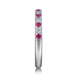 Clearance Gabriel & Co. 14K White Gold Diamond and Ruby Anniversary Band - 0.21 ct