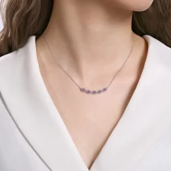 Discount Gabriel & Co. 14K White Gold Diamond and Ruby Necklace