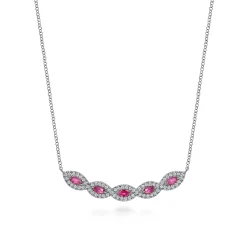 Discount Gabriel & Co. 14K White Gold Diamond and Ruby Necklace