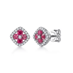 Best Gabriel & Co. 14K White Gold Diamond and Ruby Stud Earrings
