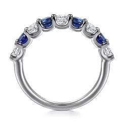 Outlet Gabriel & Co. 14K White Gold Diamond and Sapphire Ladies Ring