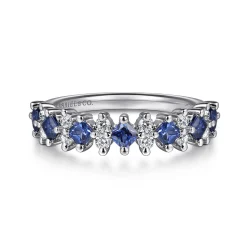Sale Gabriel & Co. 14K White Gold Diamond and Sapphire Stackable Ring