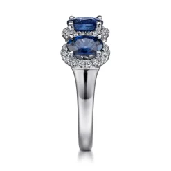 Outlet Gabriel & Co. 14K White Gold Diamond and Sapphire Oval Halo Ring