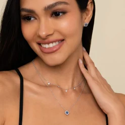 New Gabriel & Co. 14K White Gold Diamond and Sapphire Stud Earrings