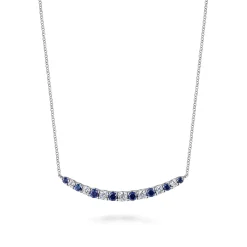 Hot Gabriel & Co. 14K White Gold Diamond and Sapphire Bar Necklace