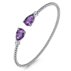 Online Gabriel & Co. 14K White Gold Diamond and Swiss Blue Topaz Bangle