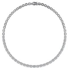 Online Gabriel & Co. 14K White Gold Diamond Baguette Halo Station Necklace