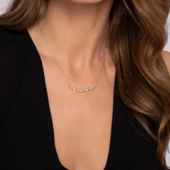 Sale Gabriel & Co. 14K White Gold Diamond Baguette Horizontal Bar Necklace