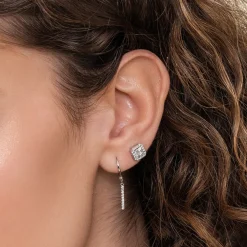 Gabriel & Co. 14K White Gold Diamond Bar Drop Leverback Earrings