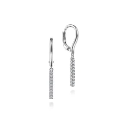 Gabriel & Co. 14K White Gold Diamond Bar Drop Leverback Earrings
