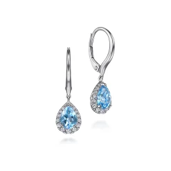 Discount Gabriel & Co. 14K White Gold Diamond Blue Topaz Earrings