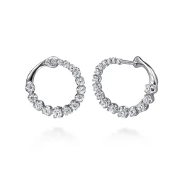 Best Gabriel & Co. 14K White Gold Diamond Bypass Hoop Earrings