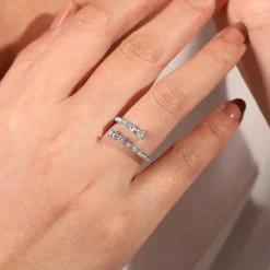Hot Gabriel & Co. 14K White Gold Diamond Bypass Open Ring