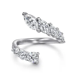 New Gabriel & Co. 18K White Gold Diamond Bypass Ring