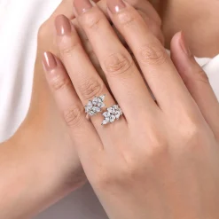 Clearance Gabriel & Co. 18K White Gold Diamond Bypass Ring
