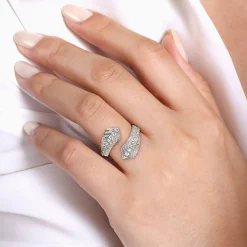 Clearance Gabriel & Co. 14K White Gold Diamond Bypass Ring