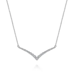 Best Gabriel & Co. 14K White Gold Diamond Chevron Bar Necklace