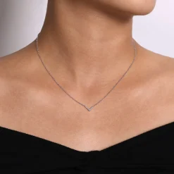 Sale Gabriel & Co. 14K White Gold Diamond Chevron Necklace