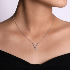 Gabriel & Co. 14K White Gold Diamond Chevron Necklace