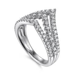 Outlet Gabriel & Co. 14K White Gold Diamond Chevron Ring