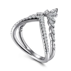 Online Gabriel & Co. 14K White Gold Diamond Chevron Ring