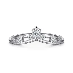 Best Gabriel & Co. 14K White Gold Diamond Chevron Ring